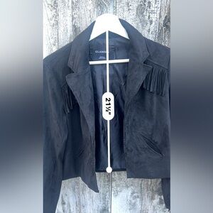 Glamsia suede black cropped jacket sz small pockets western witchcore gothic 321
